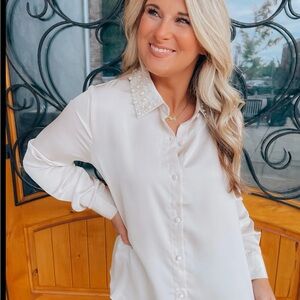 Lulumari White Long Sleeve Button Down Shirt